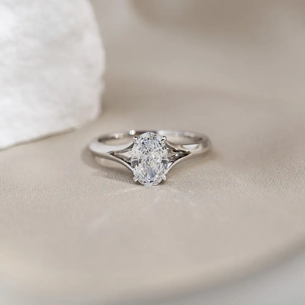 MSR-1729 18k White Gold Oval Shape Lab Diamond Custom Ring 1