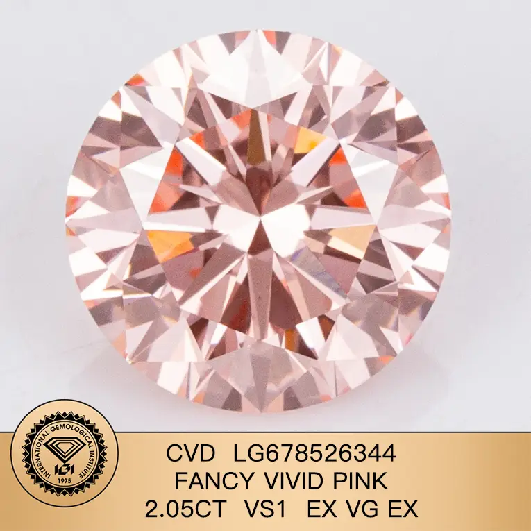 Fancy Vivid Pink Round 2.05Carat vs1 Ex Vg Ex CVD Lab Diamond con IgI LG678526344 1