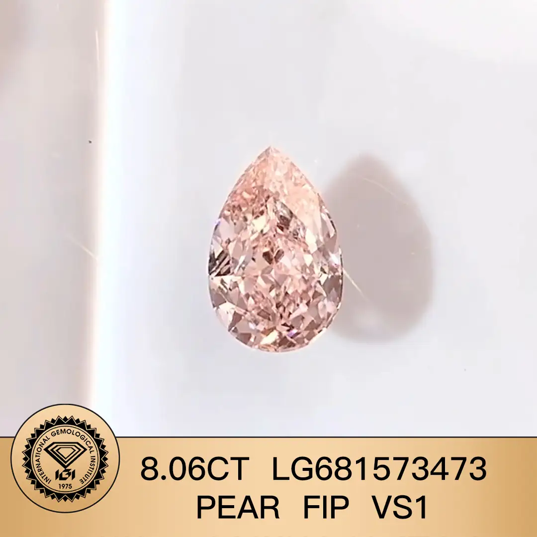 Pink Lab Grown Diamond 8.06ct Pear FIP VS1 LG681573473 | Joyería de Messi 1