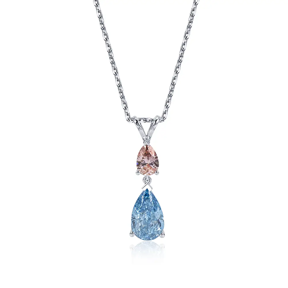 MSN-888 Fancy Color Lab Crown Diamond Pandant Collace Gioielli | Gioielli Messi 1