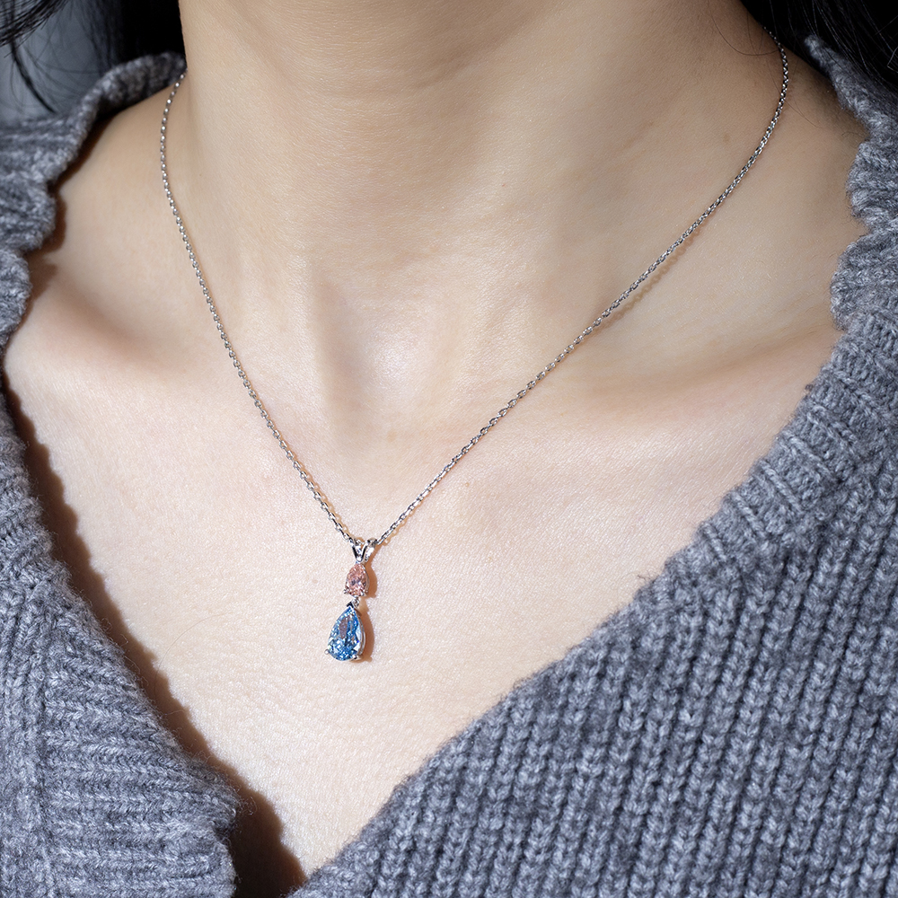 MSN-888 Fancy Color Lab Grown Diamond Pendant Necklace Alahas | Messi Alahas 7