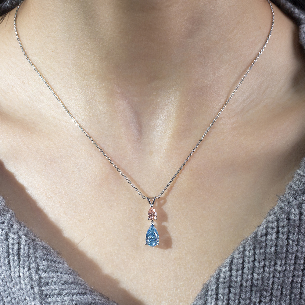 MSN-888 Fancy Color Lab Grown Diamond Pendant Necklace Alahas | Messi Alahas 6
