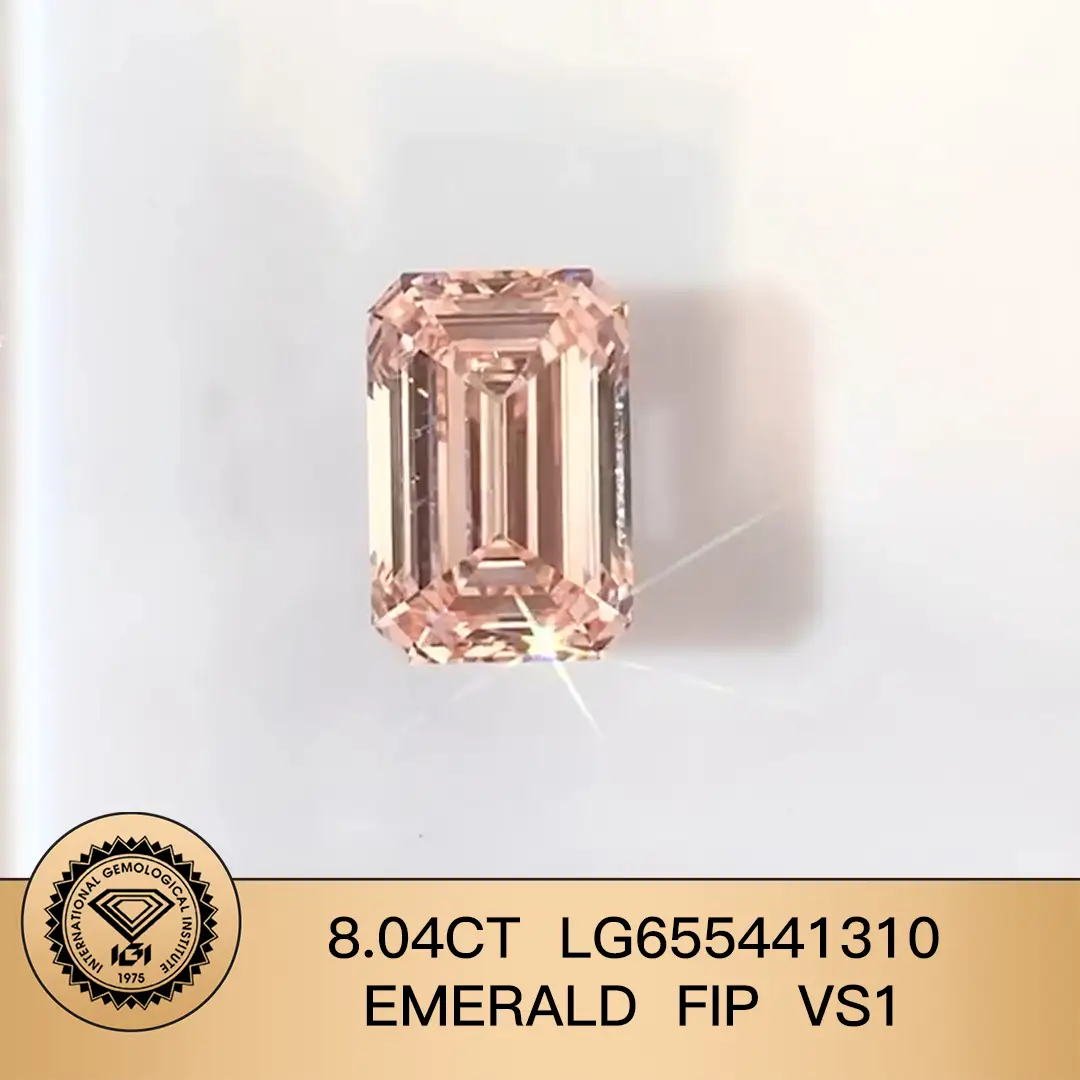Pink Lab Grown Diamond 8.04ct Emerald FIP VS1 LG655441310 | Gioielli Messi 1