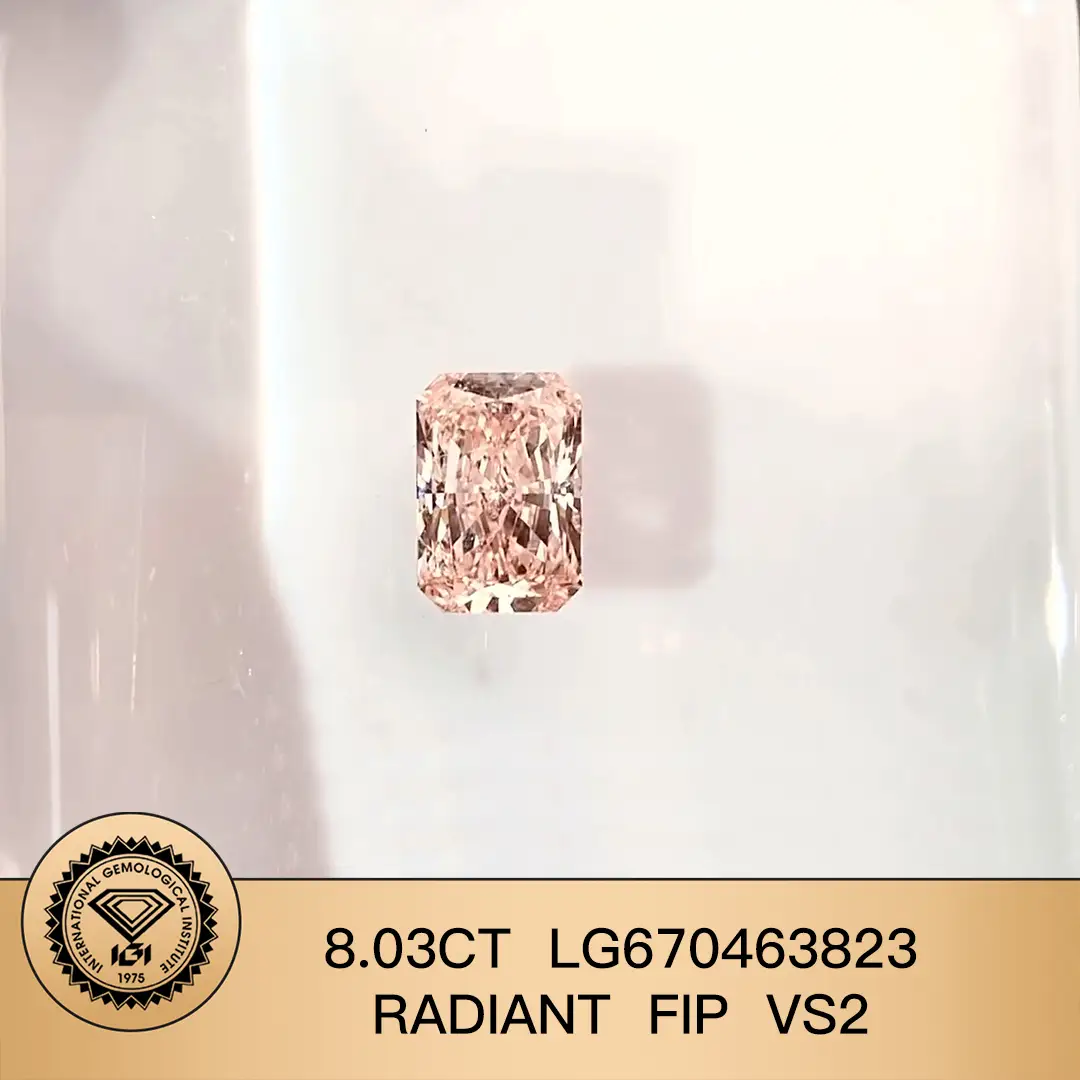 Lab Grown Pink Diamond 8.03ct Radiant FIP ​​VS2 LG670463823 | Gioielli Messi 1