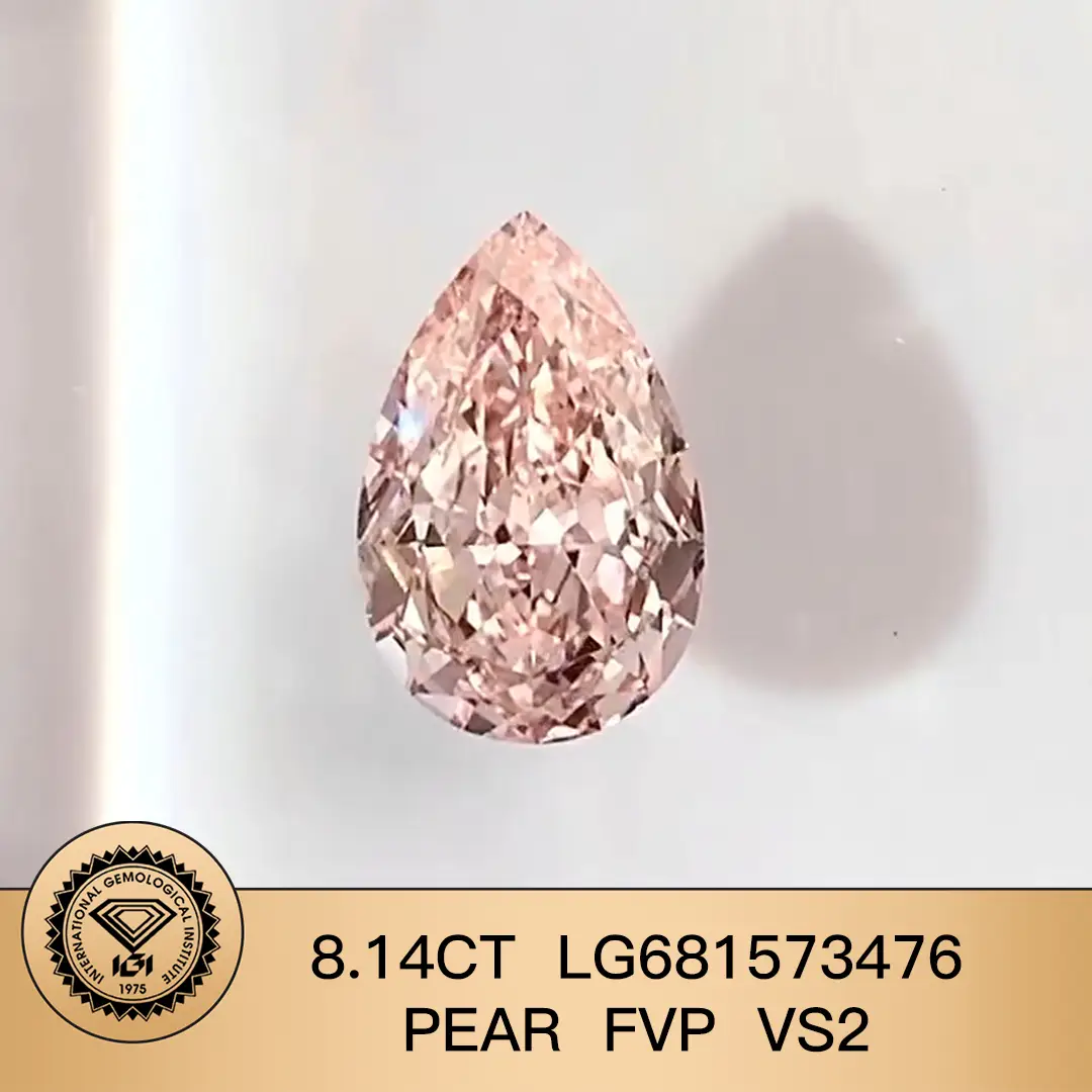 IGI 8.14ct pera fantasia vivido rosa vivido vs2 lg681573476 Lab Gioielli a diamante-Messi coltivati 1