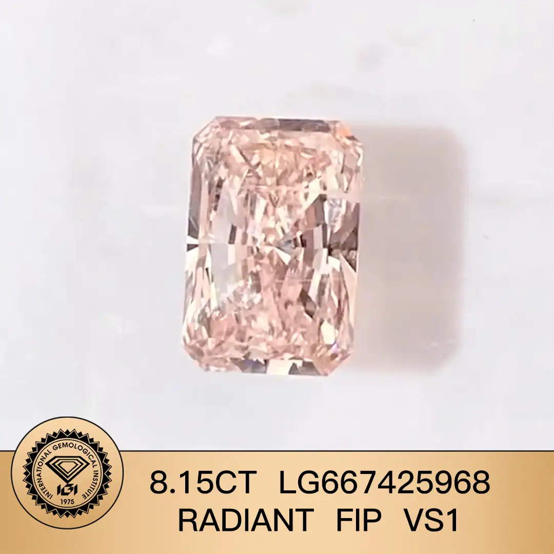 IGI 8.15CT LG667425968 RADIAnt Fancy Pink VS1 Lab Grown Diamond 1