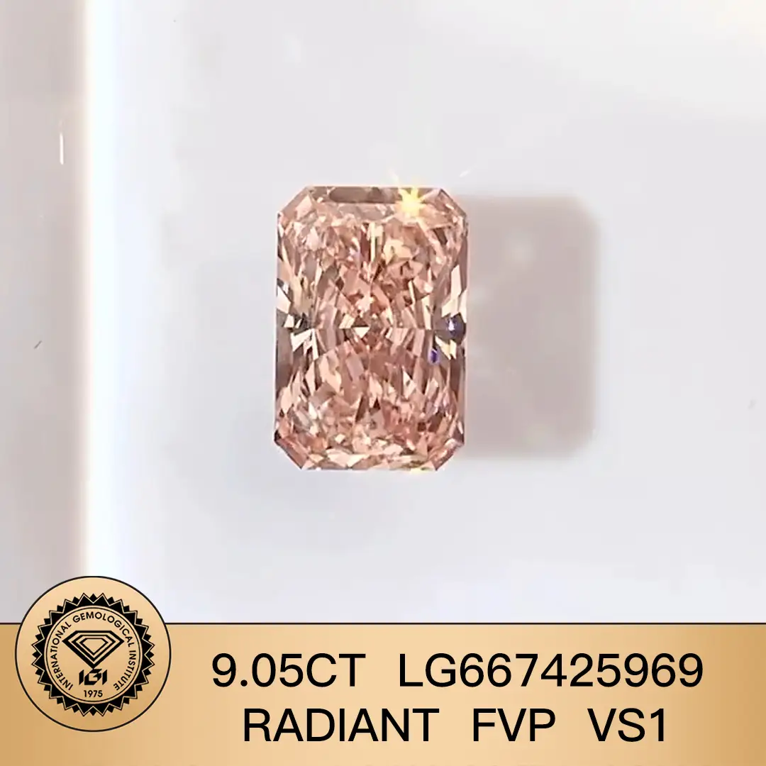 Messi Jewelry Lab Diamond CVD Fancy VIVID PINK 9.05CT LG667425969 FVP radiante vs1 1