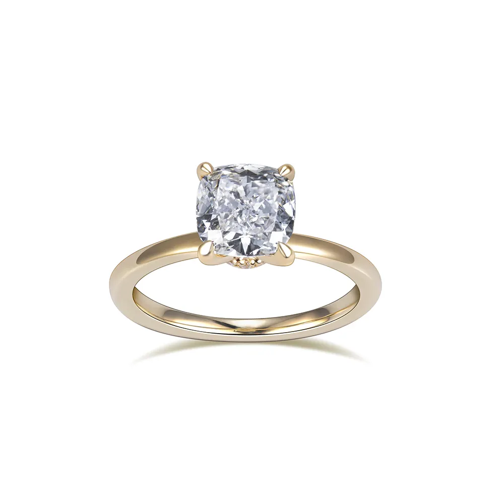 18k Gold Lab Diamond Cushion Ring - Messi Jewelry 2