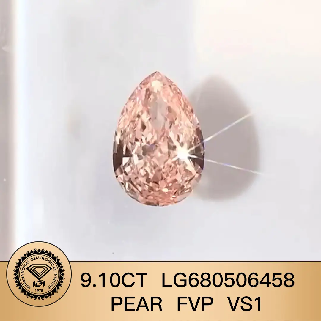 Lab Diamond Fancy Vivid Pink 9.10CT PEAR - IGI Certified 2