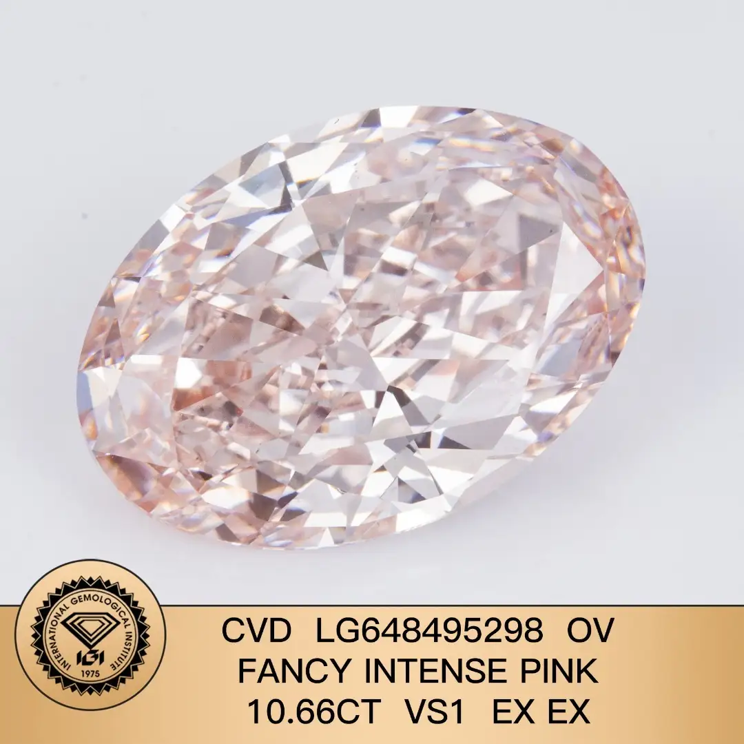 Gioielli Messi CVD Lab Diamond Oavl Cut Fancy Rosa intenso 10,66CT VS1 LG648495298 EX EX 1