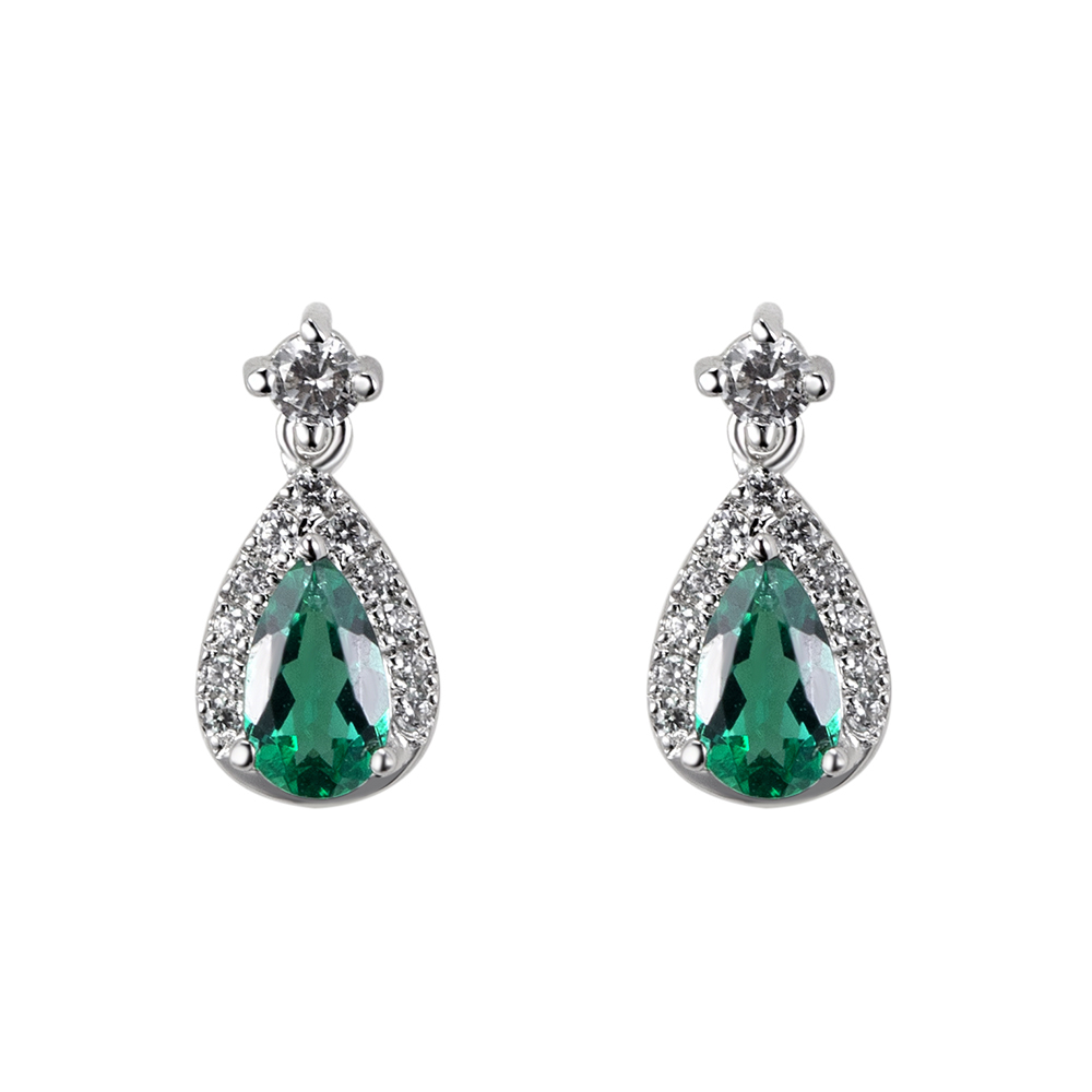 Messi Jewelry MSE-726 Lab Emerald Pear Earring 18K 14K white Gold Customized Jewelry 6