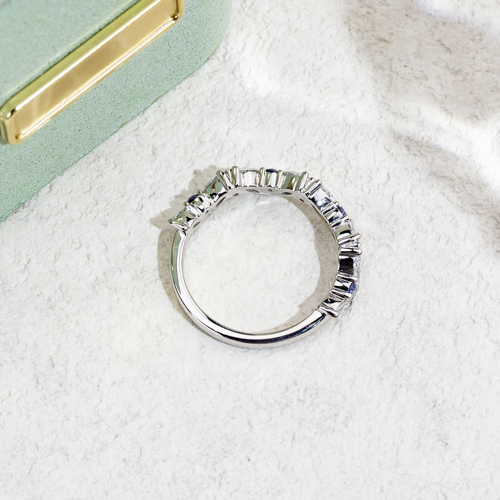 Messi Jewelry MSR-1806 18K  White Gold Customize Jewelry Lab sapphire Lab Grown Diamond Ring 8