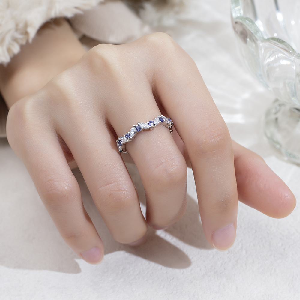 Messi Jewelry MSR-1806 18K  White Gold Customize Jewelry Lab sapphire Lab Grown Diamond Ring 10