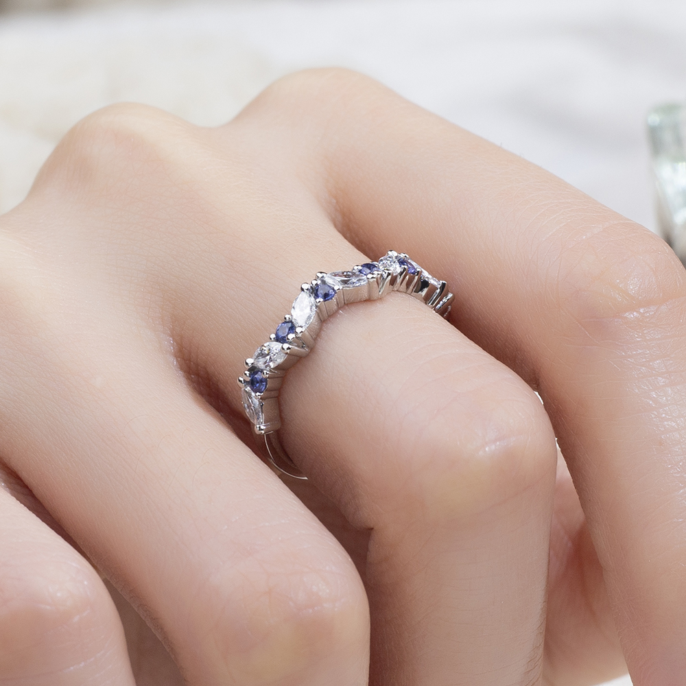 Messi Jewelry MSR-1806 18K  White Gold Customize Jewelry Lab sapphire Lab Grown Diamond Ring 11