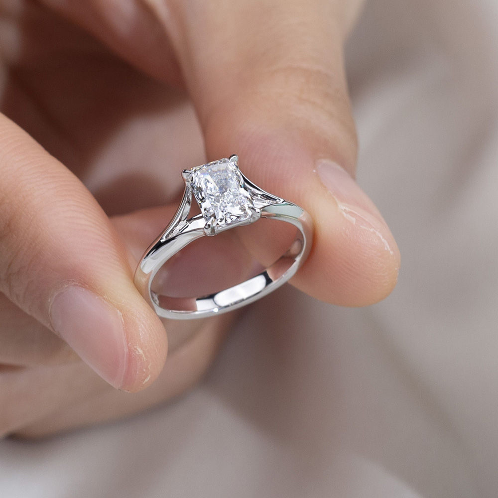 MSR-1731 Luxury Fancy Shape Lab Grown Diamond Ring Radiant Cut Diamond Alahas | Messi Alahas 8