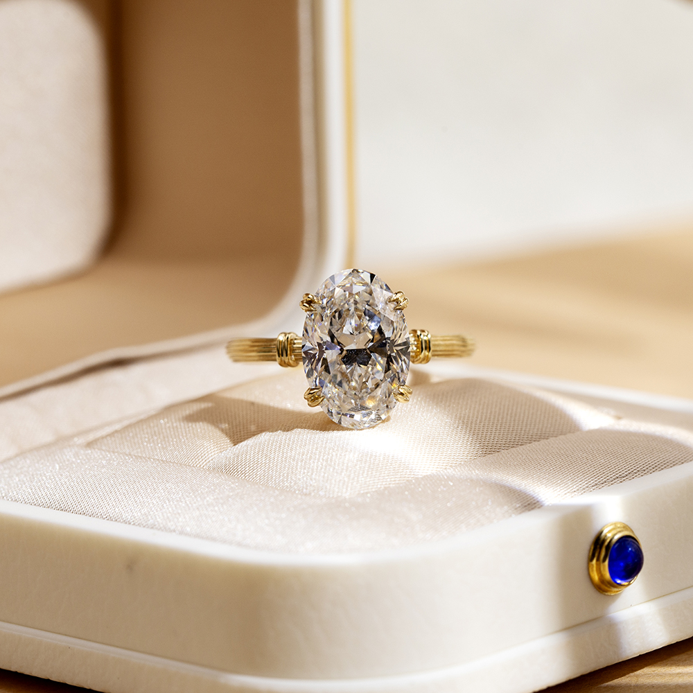 MSR-1711 Messi Jewelry Oval Cut CVD White Gold Engagement Rings ...