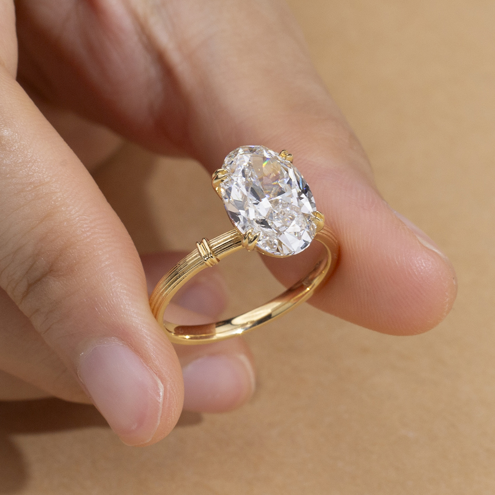 MSR-1711 Messi Jóias Oval Cut CVD Anéis de noivado de ouro branco Ring Solitaire Ring Fabricante de jóias personalizadas 8