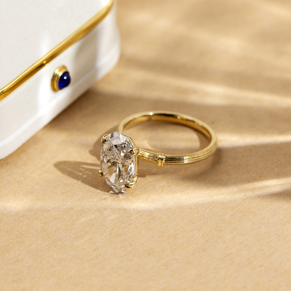 MSR-1711 Messi Jóias Oval Cut CVD Anéis de noivado de ouro branco Ring Solitaire Ring Fabricante de jóias personalizadas 11