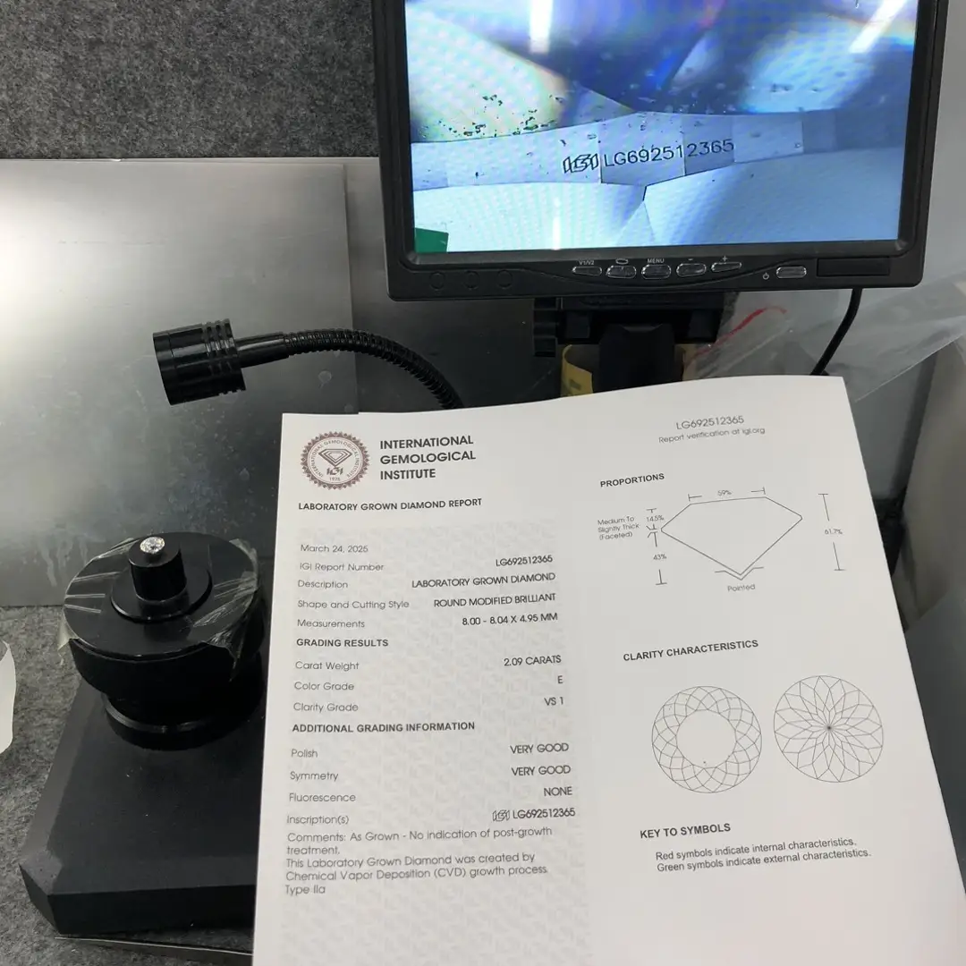2.09ct E VS1 VG VG Round CVD Lab Diamond with IGI Certificate 3