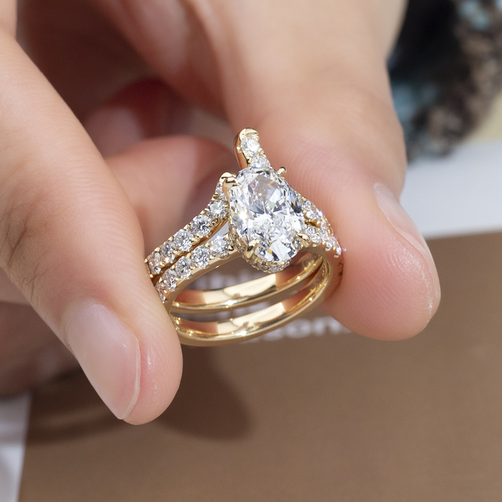 MSR-1763 18K Yellow Gold Oval Shape Lab Grown Diamond Stackable Ring 12