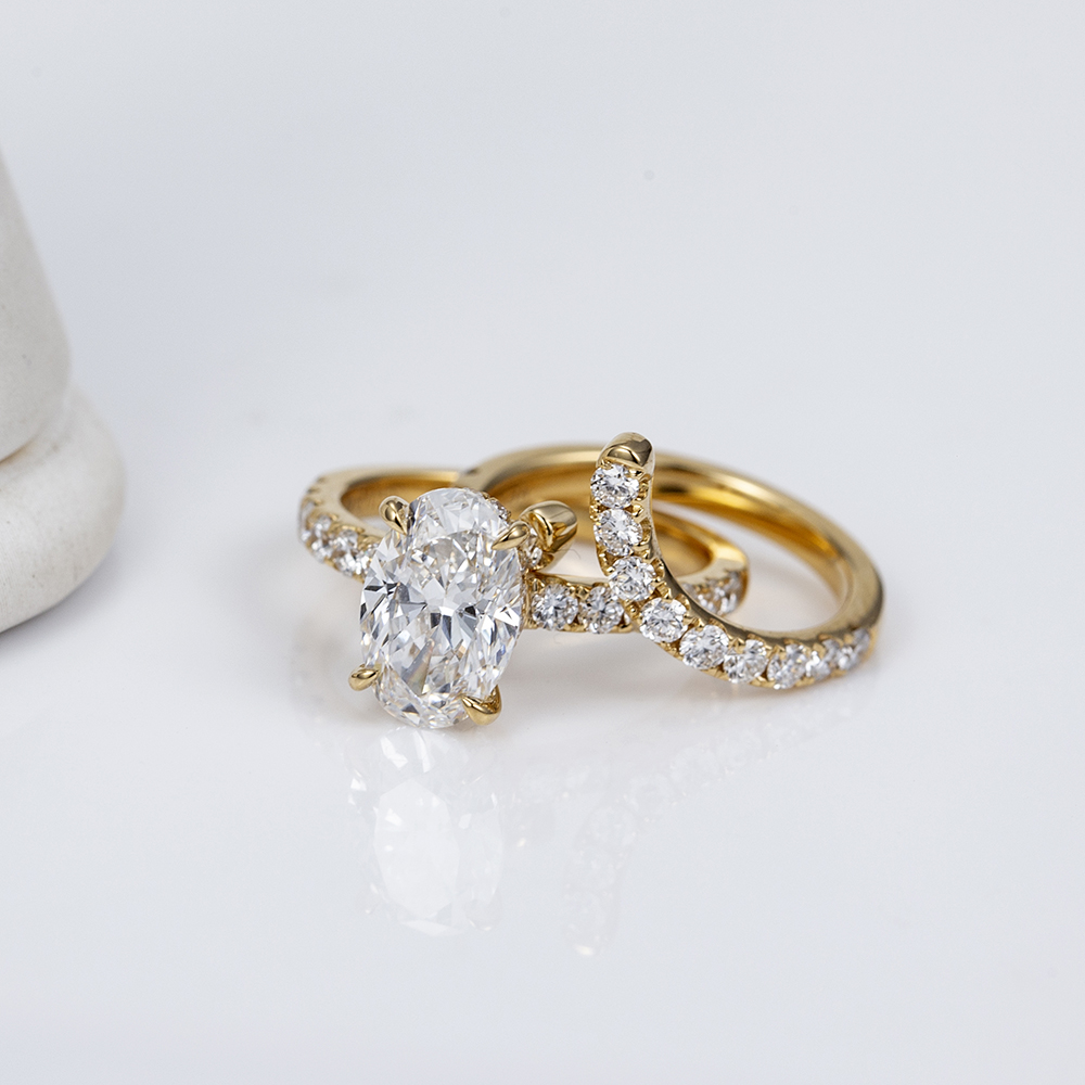 MSR-1763 18K Yellow Gold Oval Shape Lab Grown Diamond Stackable Ring 9