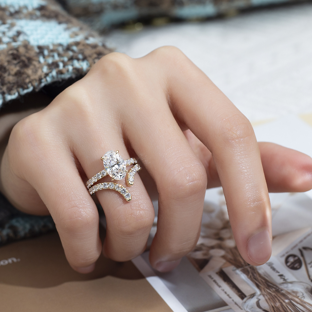 MSR-1763 18K Yellow Gold Oval Shape Lab Grown Diamond Stackable Ring 13