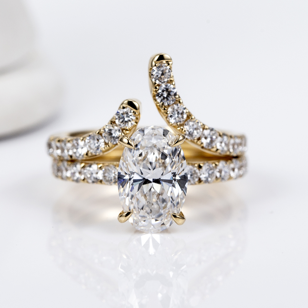 MSR-1763 18K Yellow Gold Oval Shape Lab Grown Diamond Stackable Ring 8