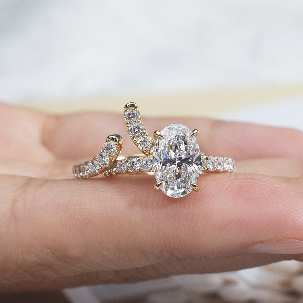 MSR-1763 18K Yellow Gold Oval Shape Lab Grown Diamond Stackable Ring 11