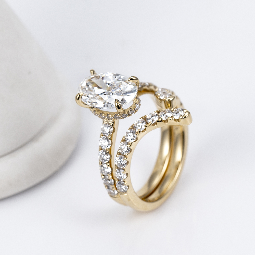 MSR-1763 18K Yellow Gold Oval Shape Lab Grown Diamond Stackable Ring 10