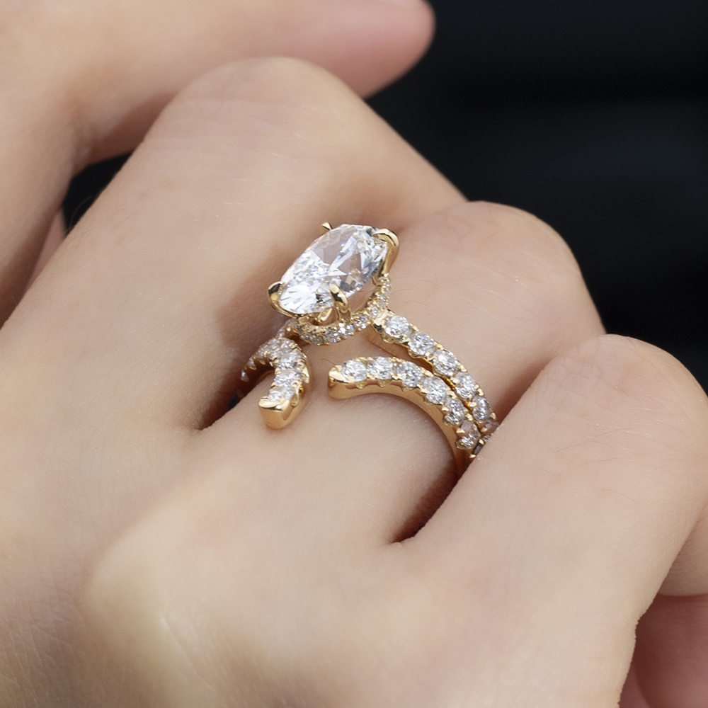 MSR-1763 18K Yellow Gold Oval Shape Lab Grown Diamond Stackable Ring 14