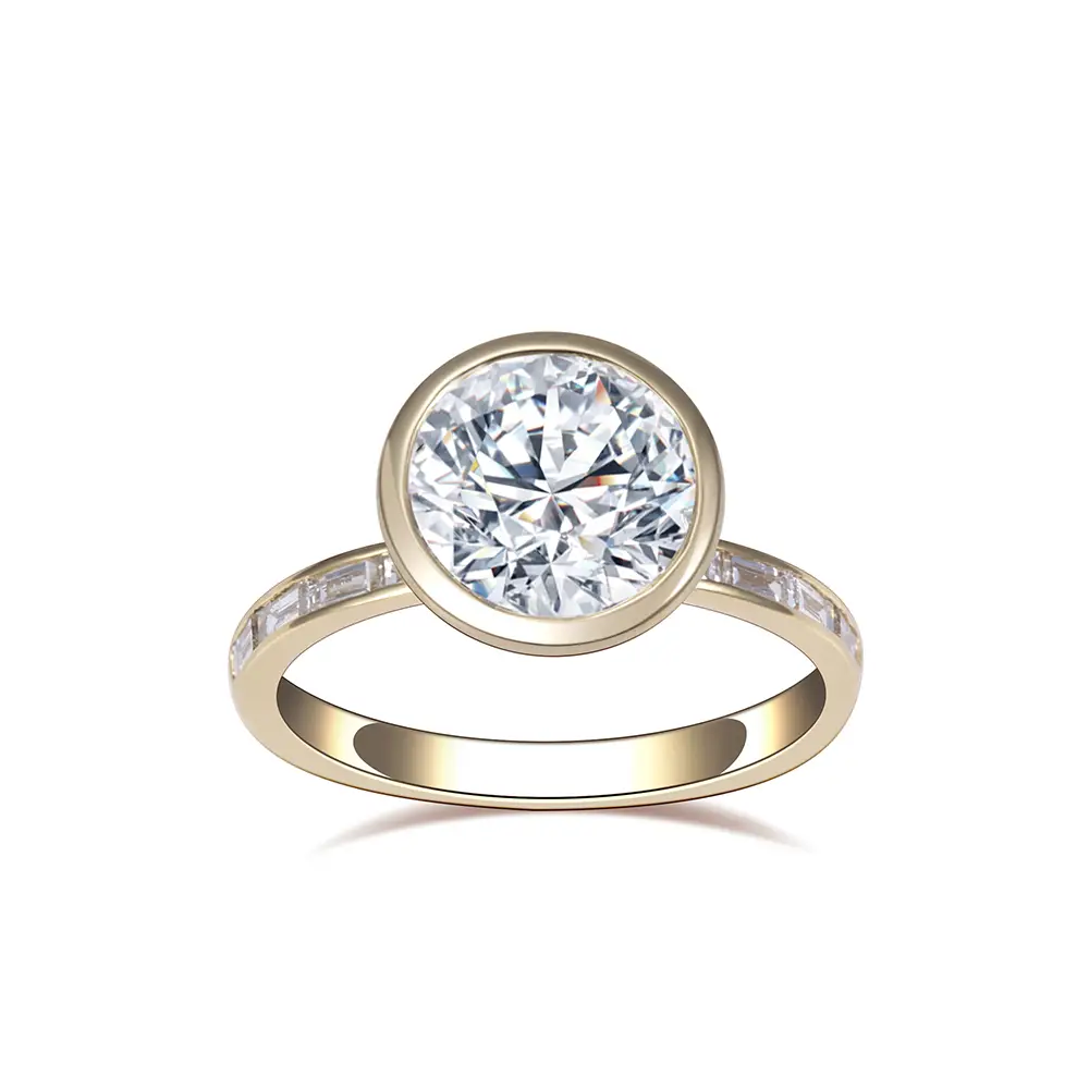 MSR-1722 Joyería personalizada de oro amarillo de 18k 3ct D VVS2 Redondo Igi Lab Anillo de bisel de diamante 1