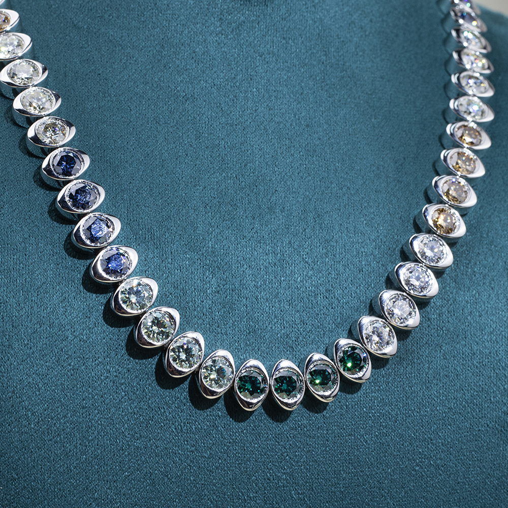 MSN-881 18K White Gold Rainbow Gemstone pretty Custom Necklace -Messi Jewerly 10