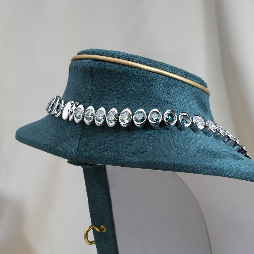 MSN-881 18K White Gold Rainbow Gemstone pretty Custom Necklace -Messi Jewerly 11