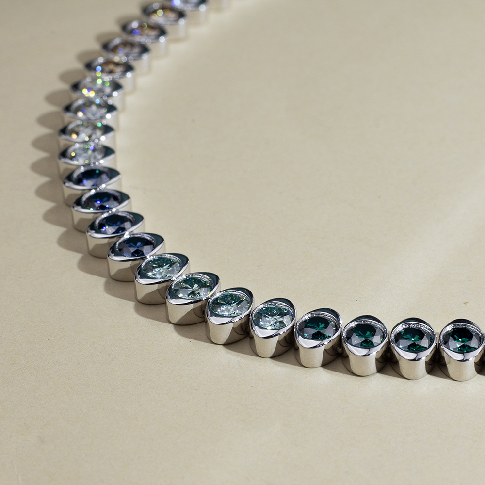 MSN-881 18K White Gold Rainbow Gemstone pretty Custom Necklace -Messi Jewerly 8