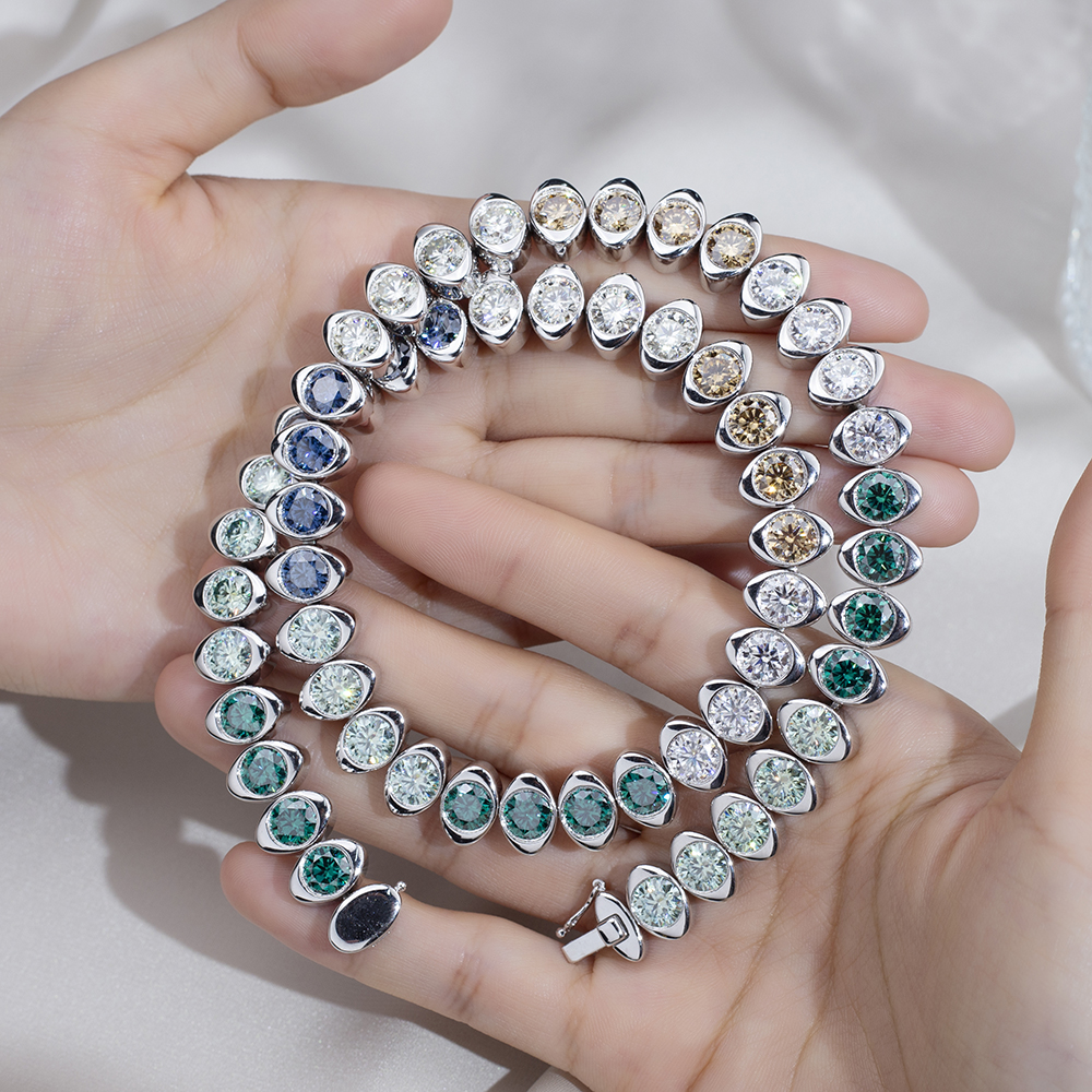 MSN-881 18K White Gold Rainbow Gemstone pretty Custom Necklace -Messi Jewerly 13