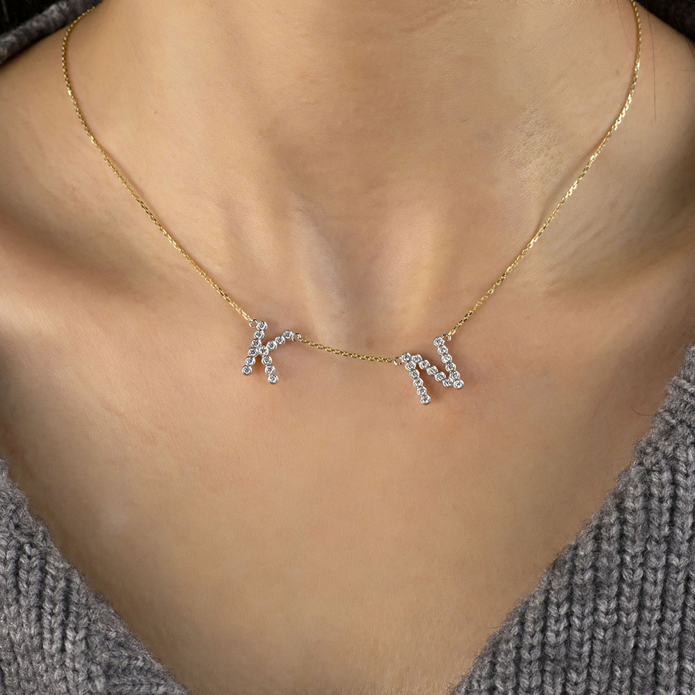 MSN-885 18K White Gold Round Lab Gitubo nga Diamond Letter Pendant-Messi Alahas 13