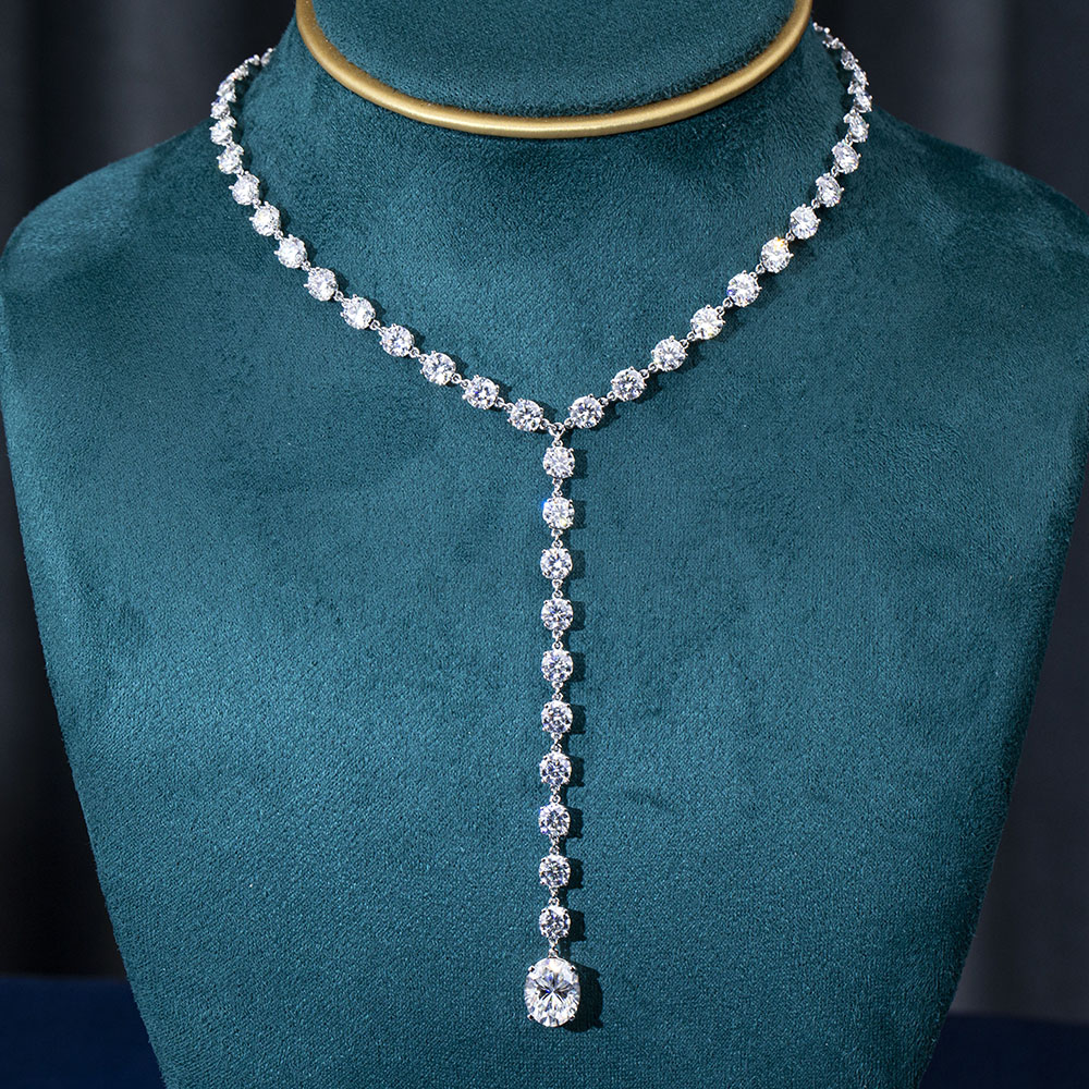 MSN-884 18K Puti nga Bulawan nga Oval Lab Gitubo nga Diamond Custom nga Kwintas-Messi Alahas 10