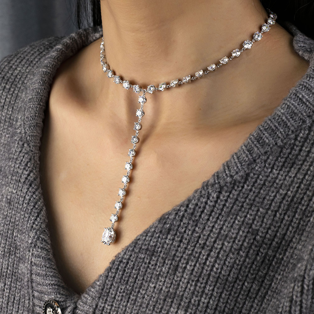 MSN-884 18K Puti nga Bulawan nga Oval Lab Gitubo nga Diamond Custom nga Kwintas-Messi Alahas 13