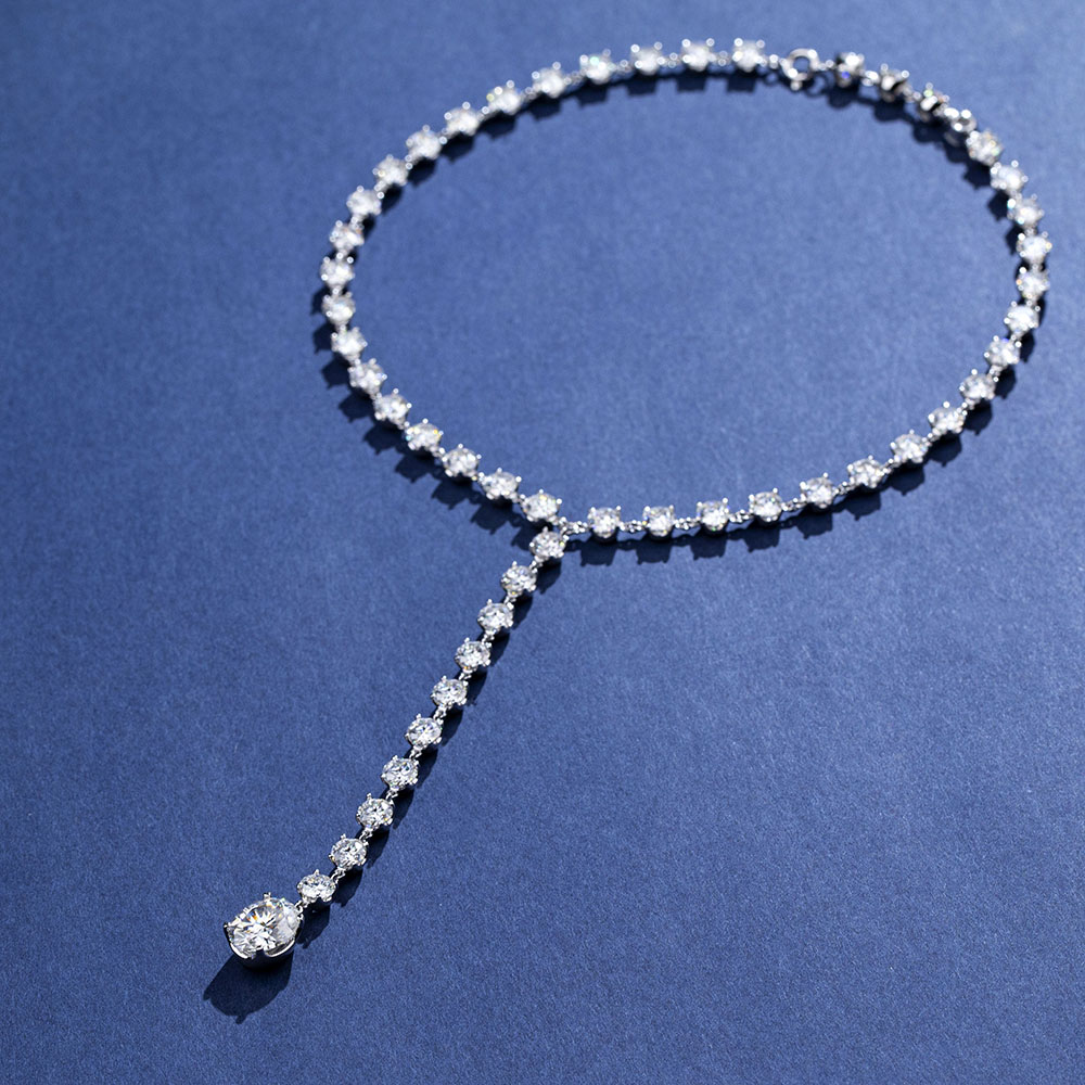 MSN-884 18K Puti nga Bulawan nga Oval Lab Gitubo nga Diamond Custom nga Kwintas-Messi Alahas 8