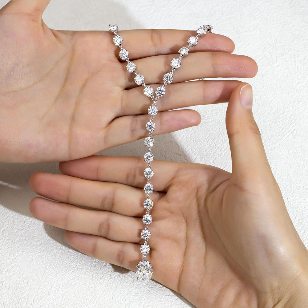 MSN-884 18K Puti nga Bulawan nga Oval Lab Gitubo nga Diamond Custom nga Kwintas-Messi Alahas 14