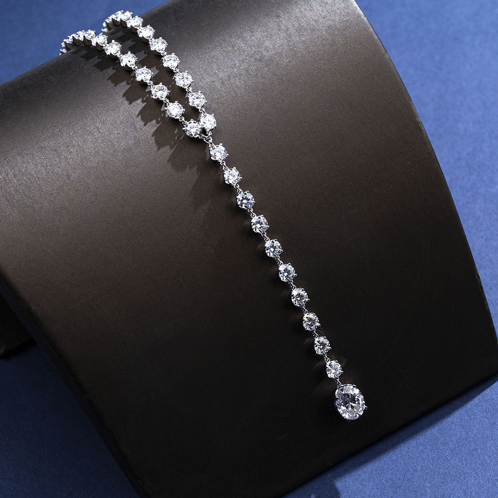 MSN-884 18K Puti nga Bulawan nga Oval Lab Gitubo nga Diamond Custom nga Kwintas-Messi Alahas 11