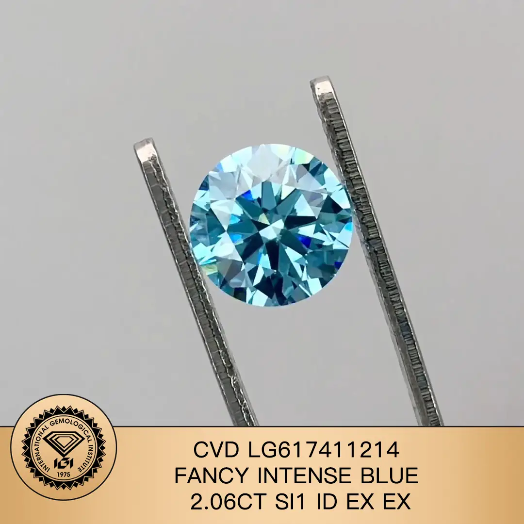 Gioielli Messi personalizza Cut Round 2.06ct SI1 ID EX Ex Fancy Intense Blue Lab Diamond LG617411214 Regalo di Natale 1