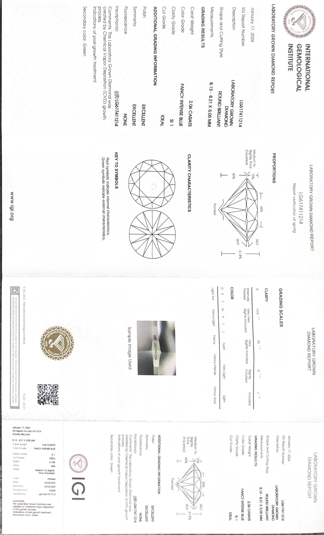 Ang Alahas sa Messi Ipasibo ang Giputol nga Round 2.06CT SI1 ID EX EX Fancy Intense Blue Lab Diamond LG617411214 Regalo sa Pasko 7