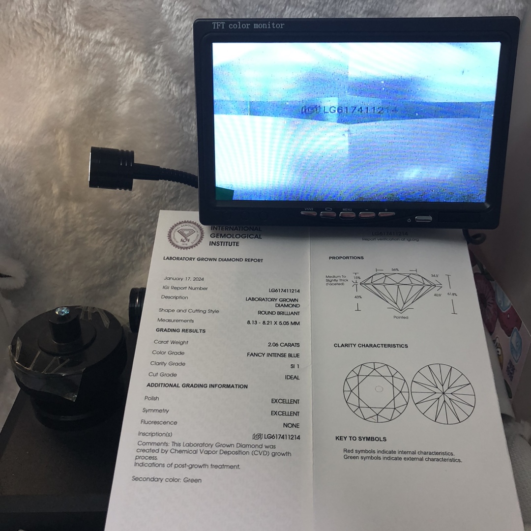 Ang Alahas sa Messi Ipasibo ang Giputol nga Round 2.06CT SI1 ID EX EX Fancy Intense Blue Lab Diamond LG617411214 Regalo sa Pasko 11