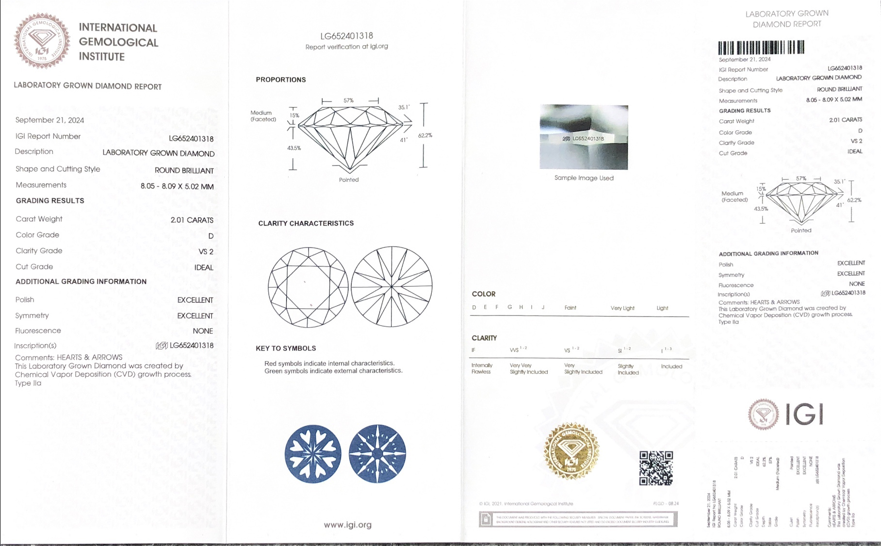 Lab Grown Diamond 2.01CT D VS2 ID EX EX CVD LG652401318 Alang sa Alahas | Messi Alahas 8
