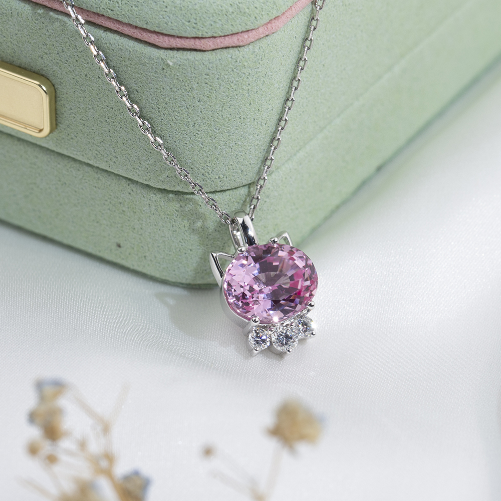 MSN-878 18K Gold Pretty Gemstone &Lab Grown Diamond Pendant Necklace 13