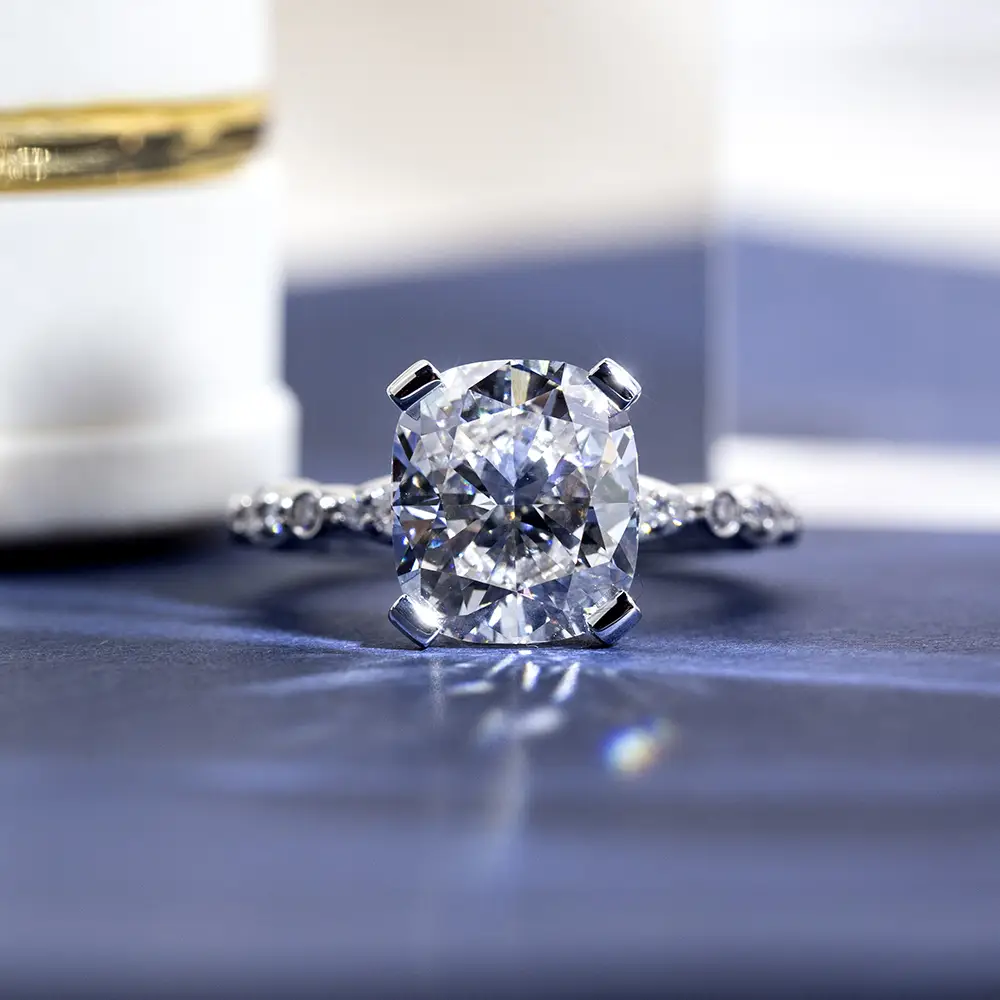 MSR-1710 IGI 5ct a forma di cuscino laboratorio coltivato diamante 18k anello in oro bianco Messi 1