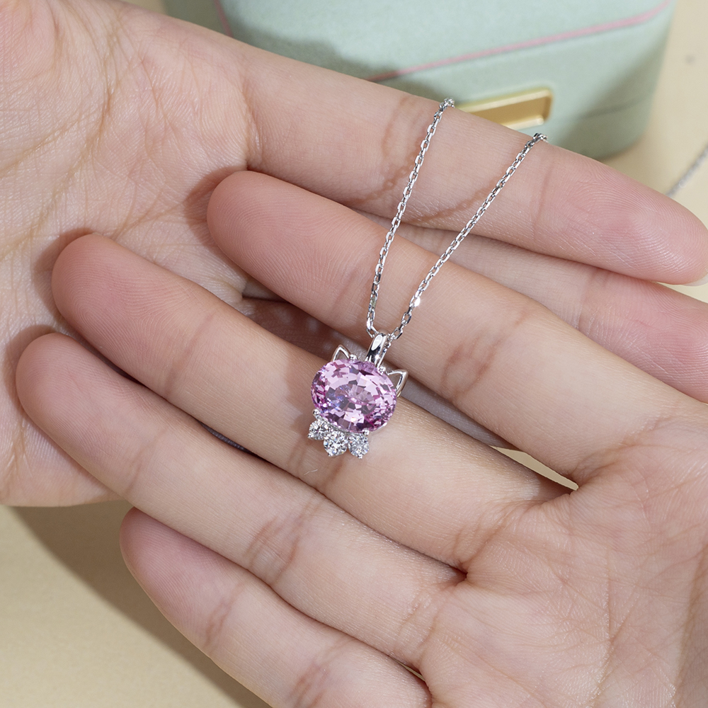 MSN-878 18K Puti nga Bulawan nga Gemstone Custom Lab Gitubo nga Diamond Kwintas 14