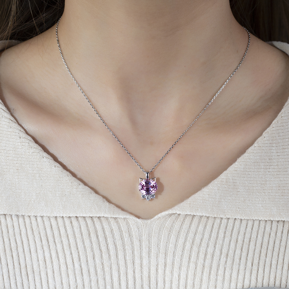 MSN-878 18K Puti nga Bulawan nga Gemstone Custom Lab Gitubo nga Diamond Kwintas 13