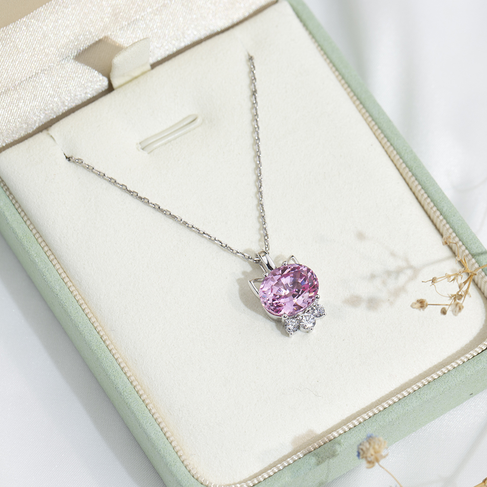 MSN-878 18K Puti nga Bulawan nga Gemstone Custom Lab Gitubo nga Diamond Kwintas 11